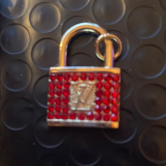 Louis Vuitton Accessories - Louis Vuitton Red Crystal Padlock pendant